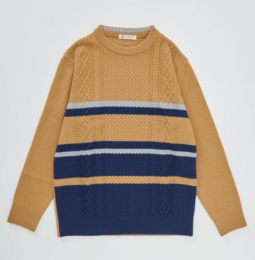 チャーリーブレイバー Aran Border Crew Neck Mustard