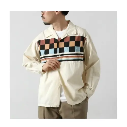 TOWN CRAFT プリント ロングスリーブ ループカラーシャツ