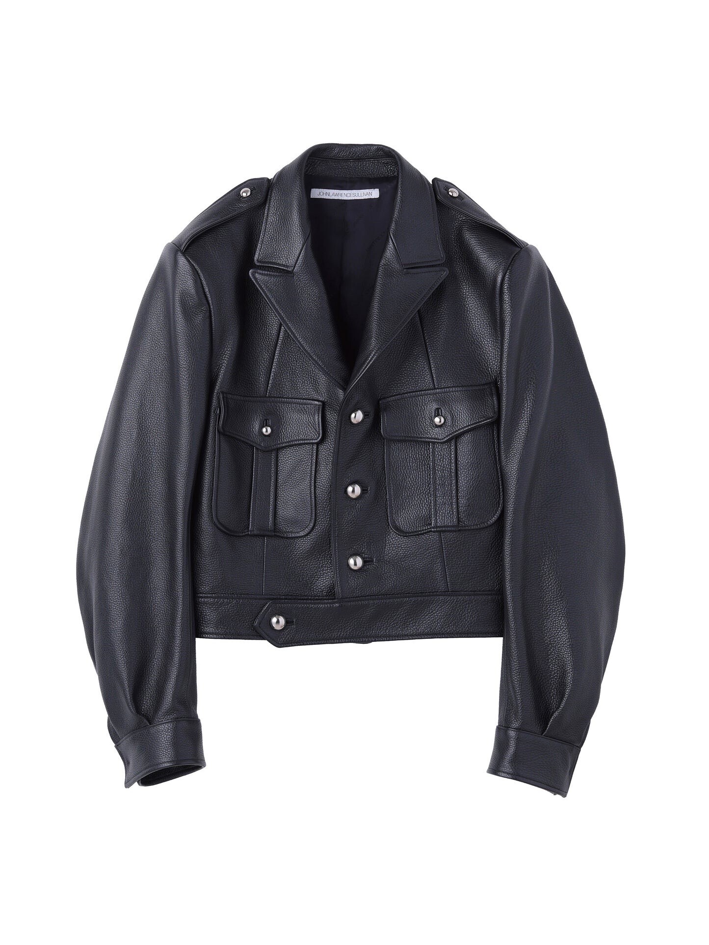 JOHN LAWRENCE SULLIVAN GRAIN LEATHER MASSIVE ROUNDED SLEEVE IKE JACKET