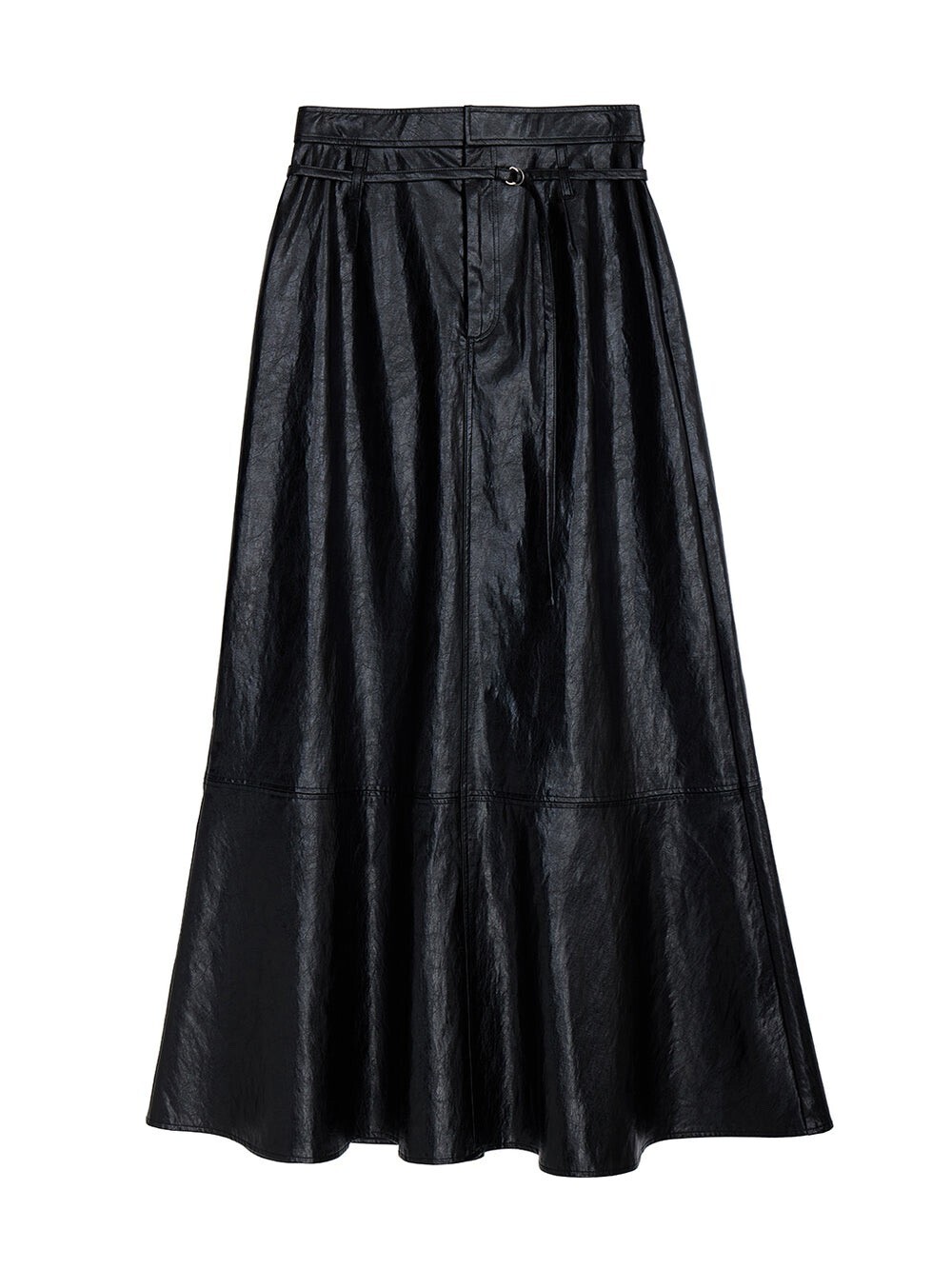 AMERI VINTAGE WAIST DESIGN BELT SEMI FLARE SKIRT