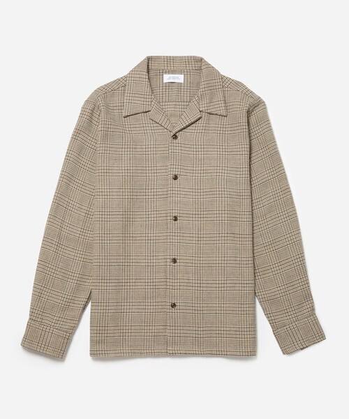 Saturdays NYC Open Collar Cotton Wool Twill Check L/S Shirt