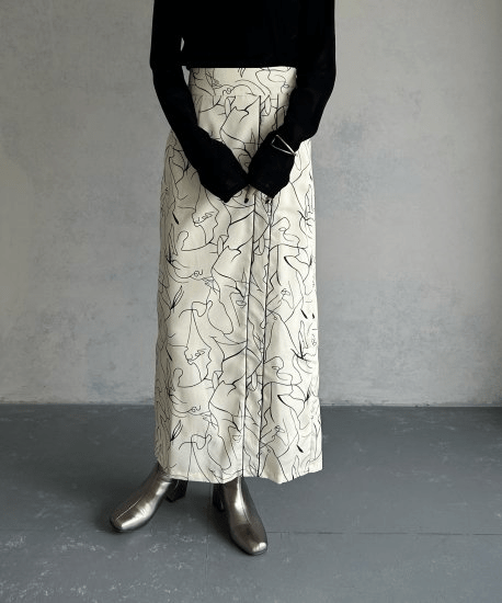 &g’aime LINE ART PRINT SKIRT/988-63602