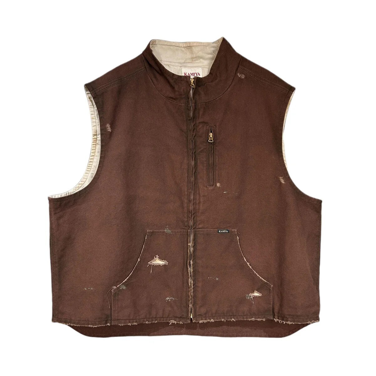 KAMIYA BORO Duck Vest/BROWN