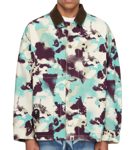 A BATHING APE ブルー&パープルマップ 迷彩作業ジャケット