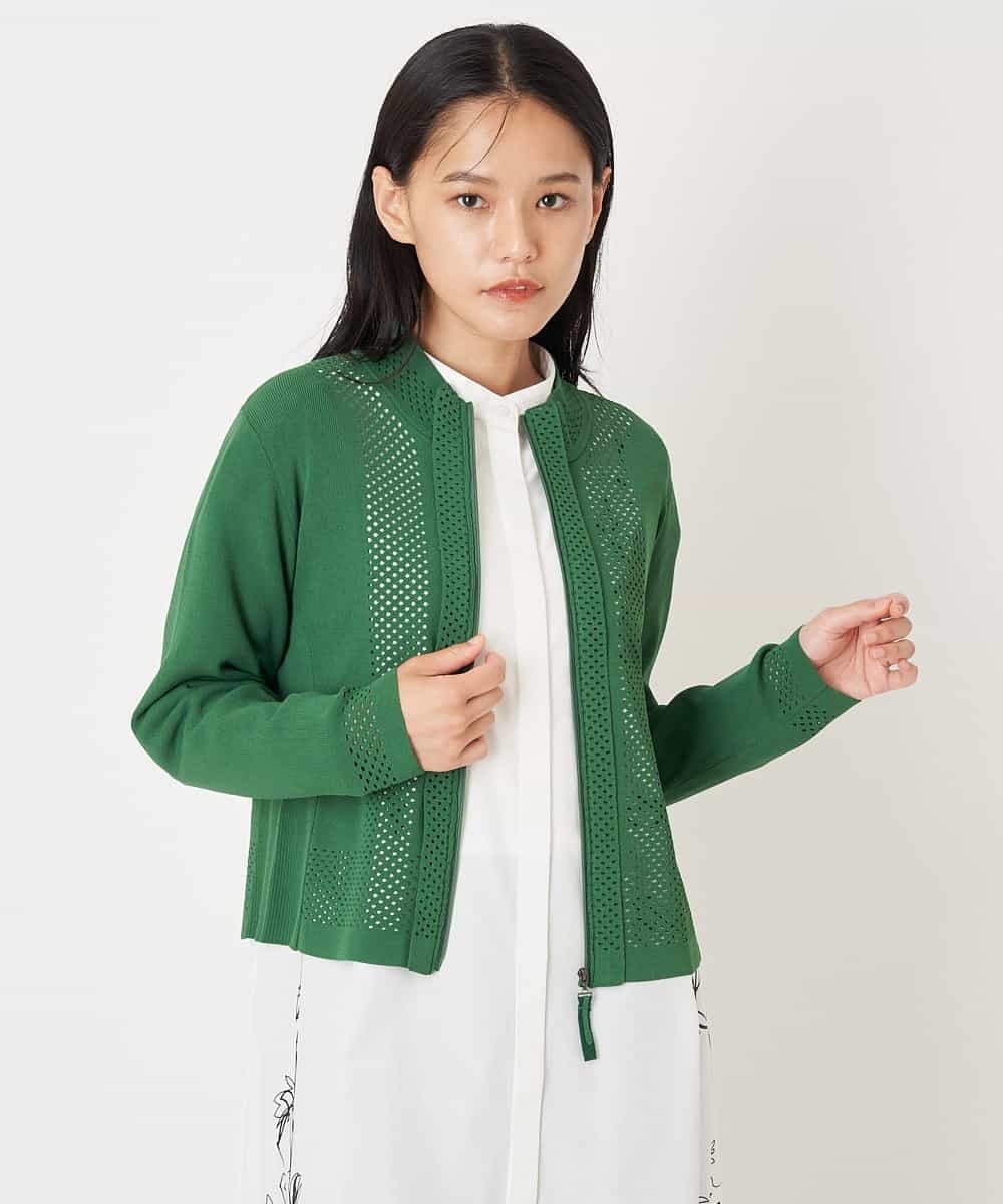 HIROKO BIS 【洗える】アイレットニットカーディガン