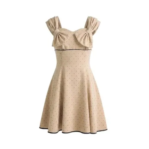Rosé Muse Shoulder ribbon flare dots o/p