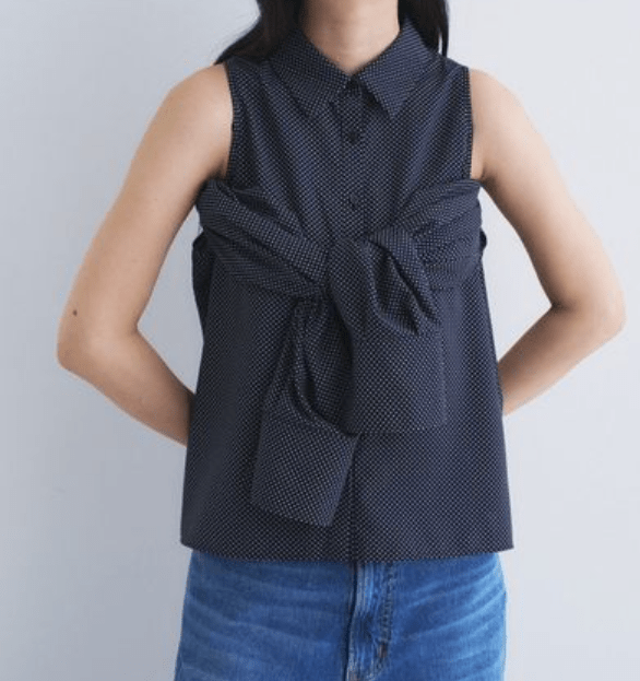 CODE A dots open shoulder shirts
