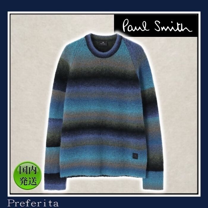 Paul Smith "Gradient Stripe" クルーネックニット ブルー