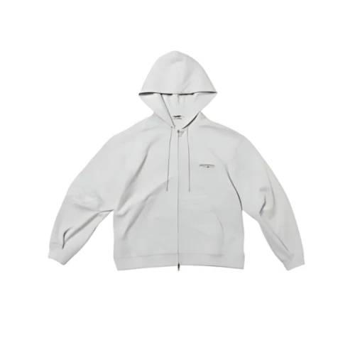NKNIT logo embroidery ZIP hoodie L.GRAY
