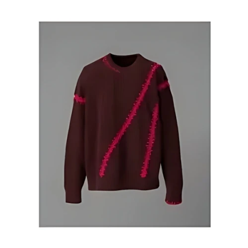 MAISON SPECIAL Barbed Wire Embroidery Prime-Over Crew Neck Knit Pullover