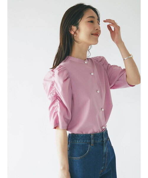 La boutique BonBon ニドムダンプクロップドパワショルシャツ
