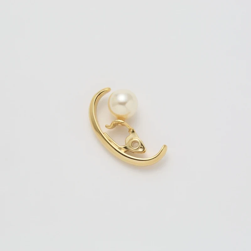 MAYU Gold line earring(25mm/8mm creamrose pearl/Gold)