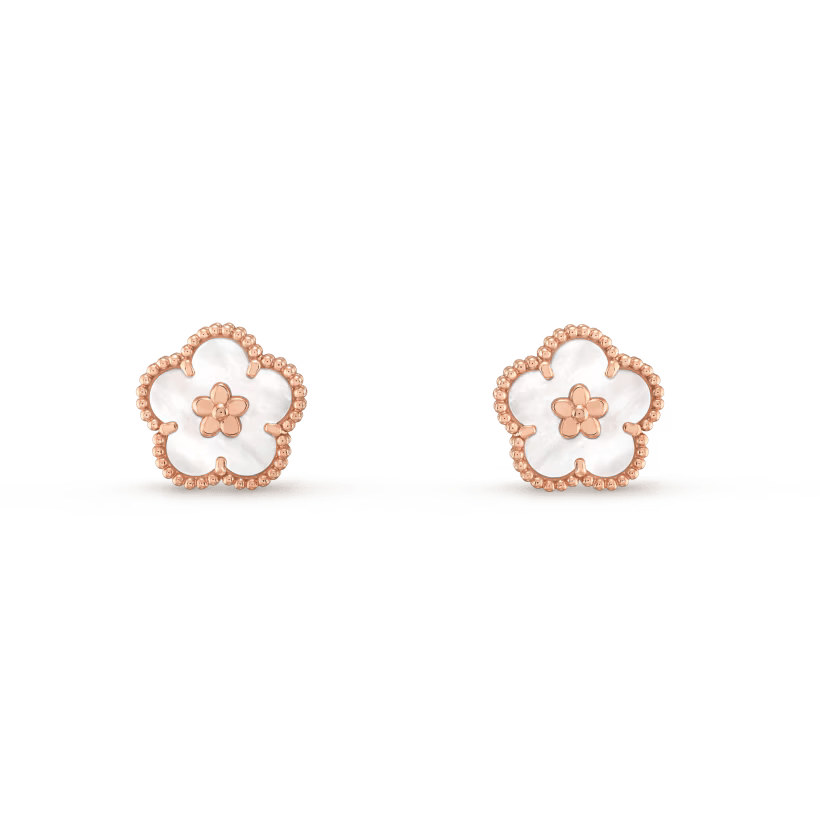 Van Cleef & Arpels ラッキー スプリング イヤリング、プラムブロッサム