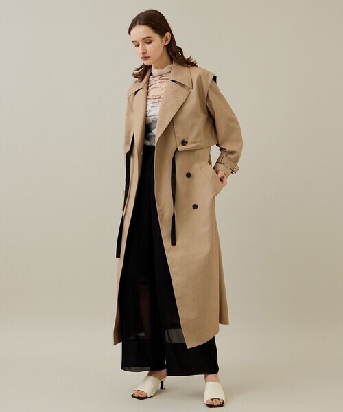IHNN COMBINATION LONG TRENCH COAT