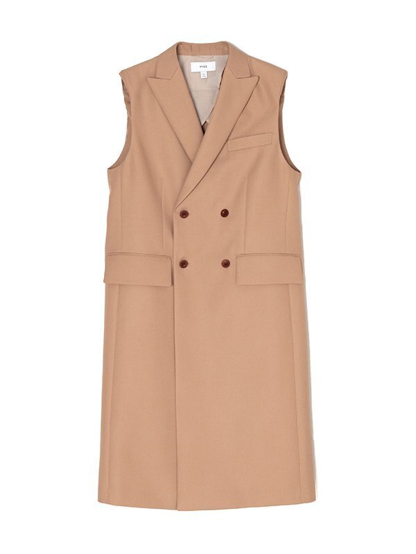 HYKE DOESKIN DOUBLE-BREASTED SLEEVELESS BLAZER