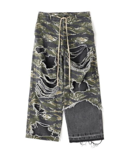 DANKE SCHON LAYER CAMO&DENIM BAGGY PANTS