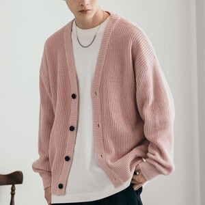 Rocky Monroe ハイバルキー片畦編み オーバーサイズ ウォッシャブルニット ビッグシルエットカーディガン