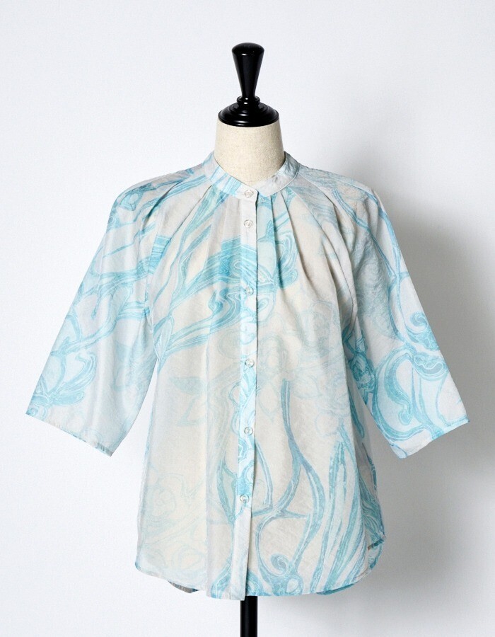 RUMCHE Marble Grace Sheer Blouse