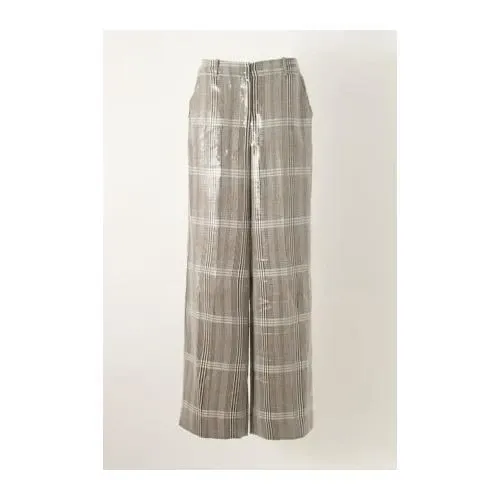 3.1 Phillip Lim SEQUIN PLAID FLAT FRONT WIDE LEG PANT