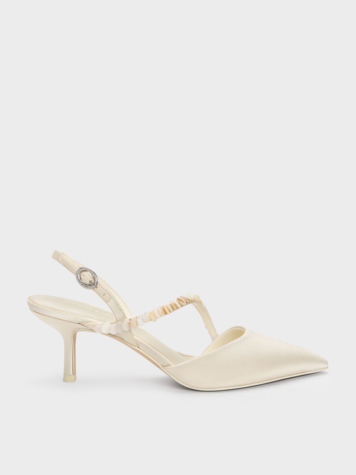 CHARLES & KEITH Briella ブリエラ スパンコール スリングバックパンプス - クリーム