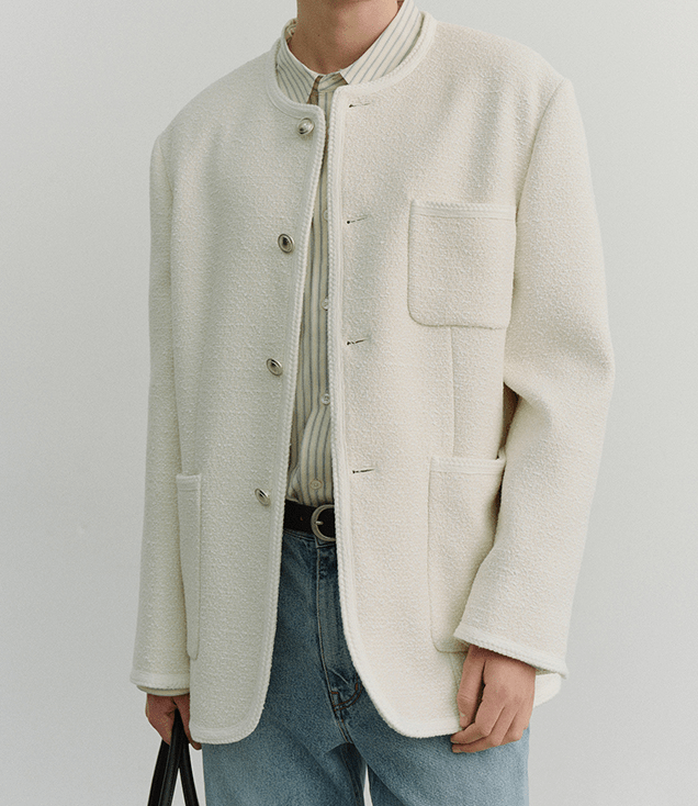 DUNST UNISEX COLLARLESS TWEED JACKET