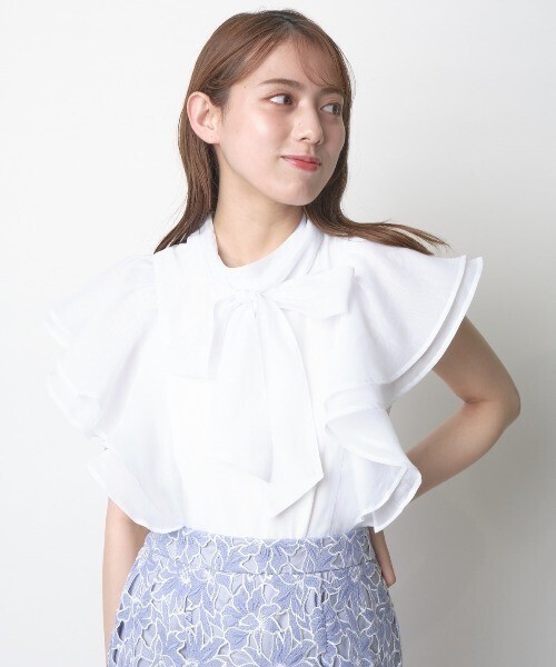 WILLSELECTION リボン付きラッフルブラウス