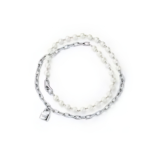 Tiffany & Co. Tiffany HardWear Pearl Lock Necklace in Silver, 9-10 mm