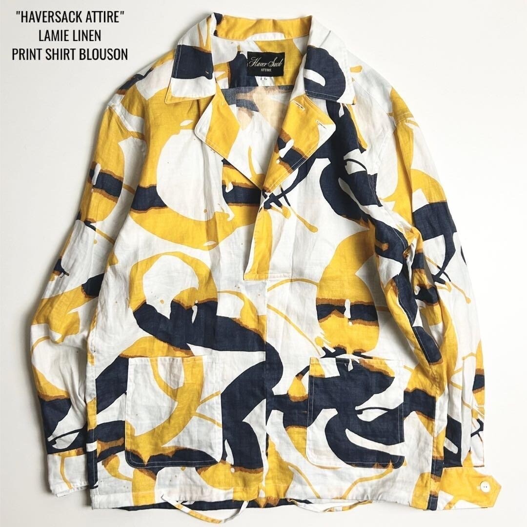 HAVERSACK ATTIRE ラミーリネンプリントシャツブルゾン
