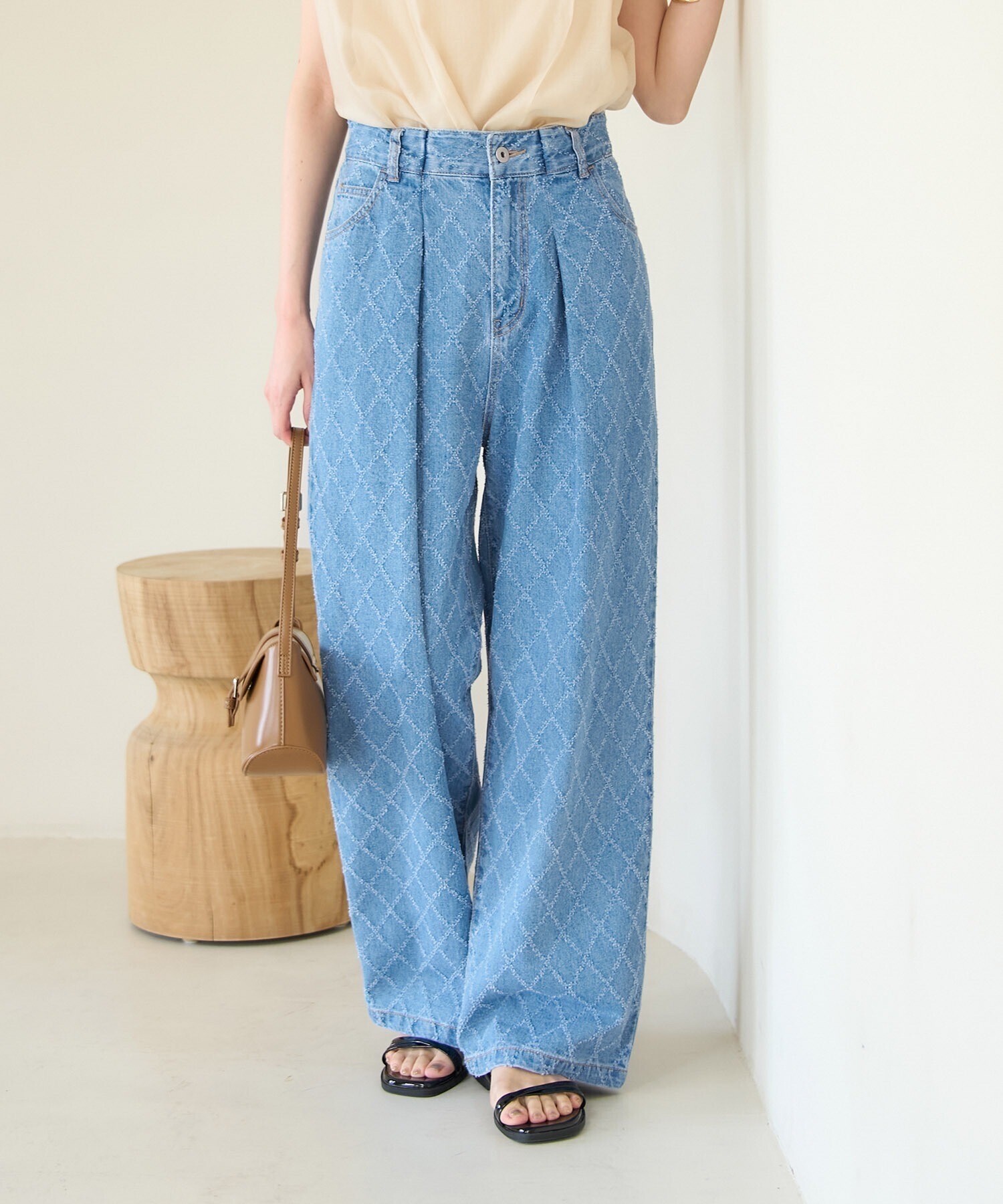 ROPE' PICNIC 柄デニムタックワイドパンツ