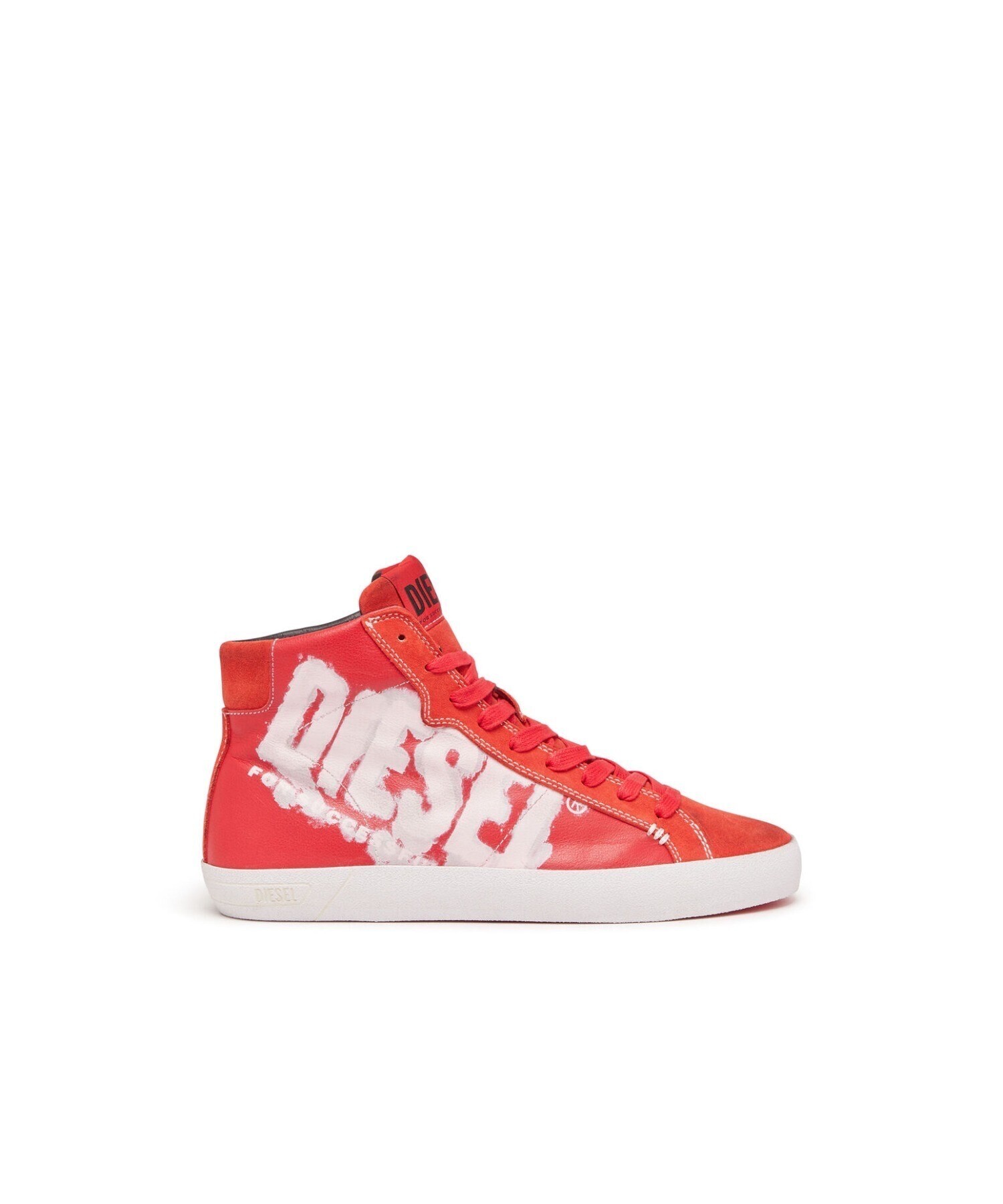 DIESEL メンズ カウレザー ミッドカットスニーカー