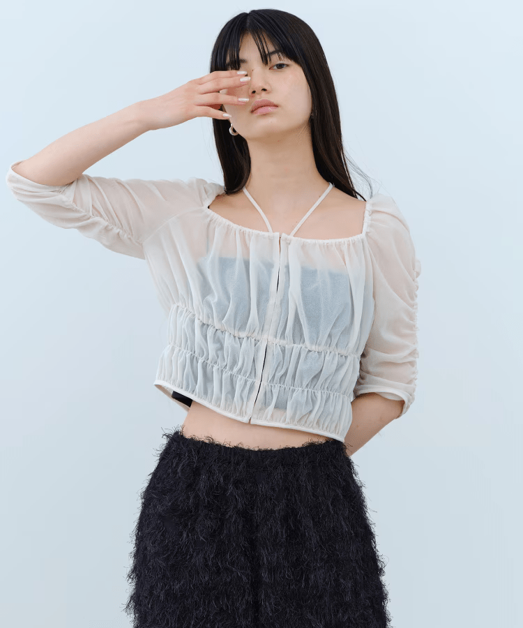 CODE A CODE A｜sheer gather blouse