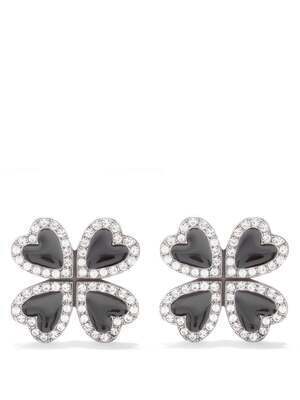 SAINT LAURENT Crystal-embellished four-heart clip earrings