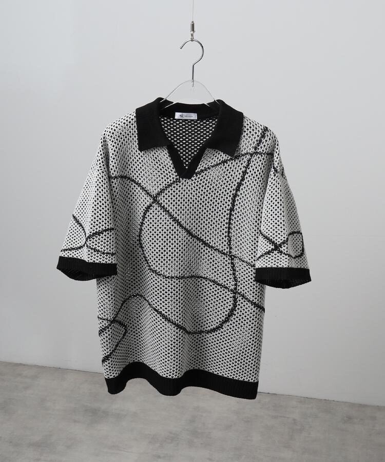 tk.TAKEO KIKUCHI ラインアートニットポロ