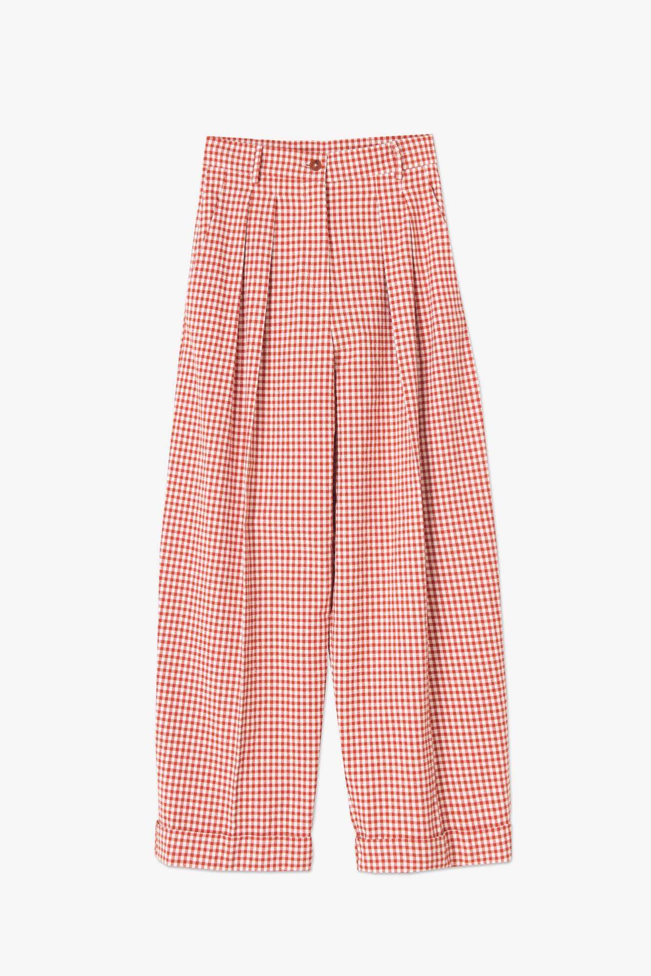 ALYSI MICRO VICHY TROUSERS WITH TURN UP