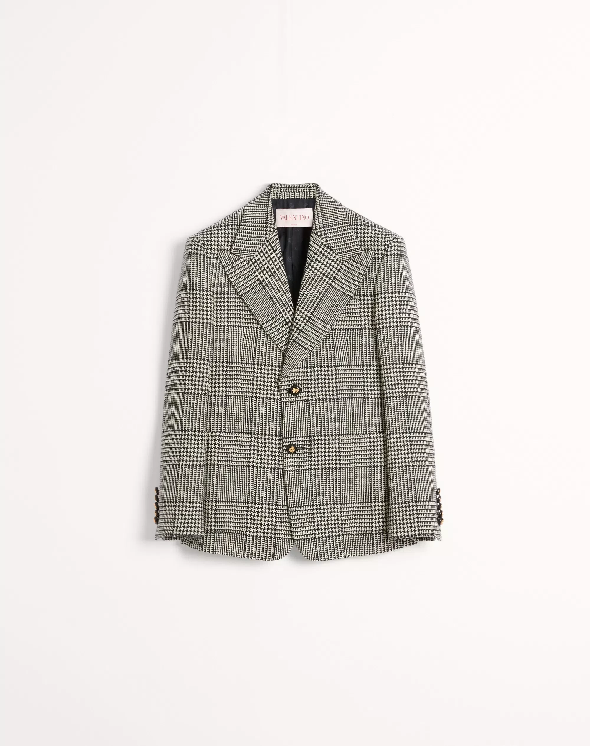 VALENTINO 千鳥格子チェック柄 ウール シングルブレスト ジャケット