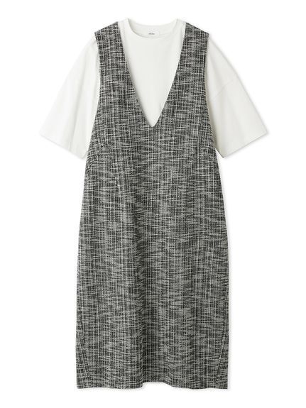 Mila Owen Vネックレイヤードコクーンワンピース【マシーンウォッシャブル】