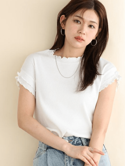 Pierrot コットンリブメローフレンチTシャツ