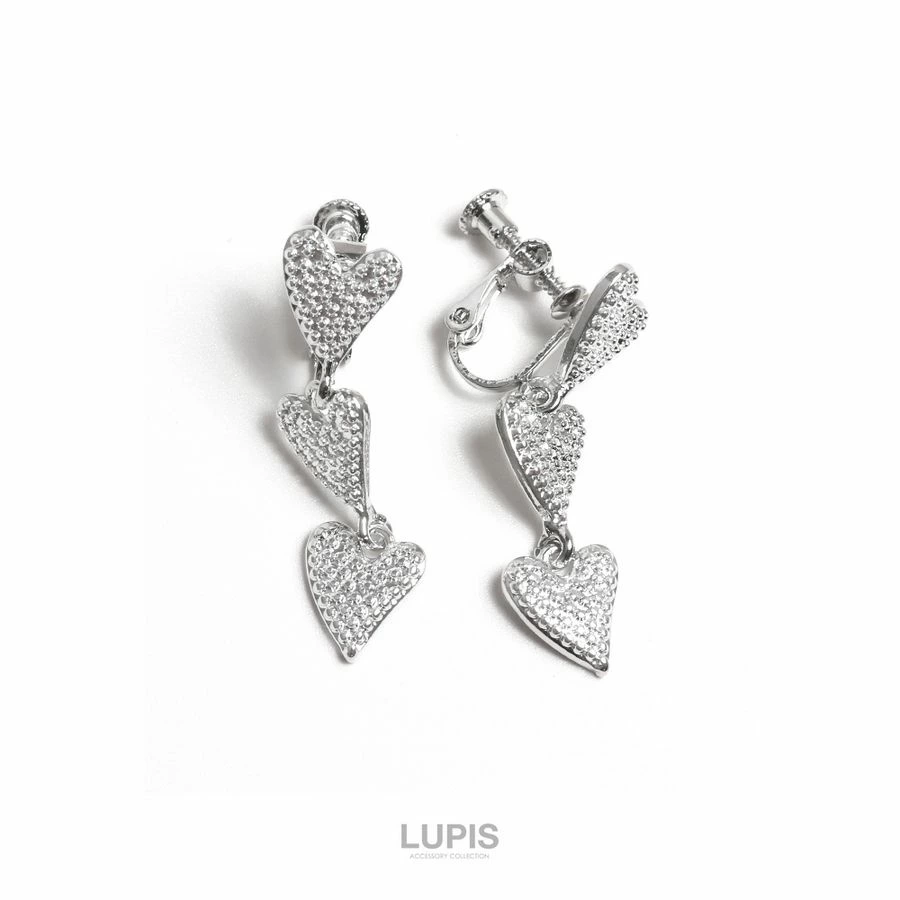 LUPIS ハート 3連 メタルイヤリング