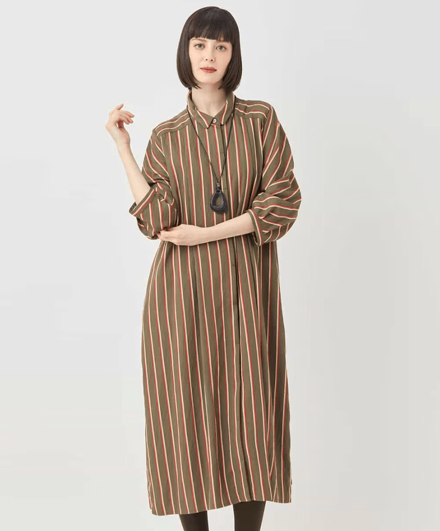 HIROKO BIS ストライプシャツワンピース