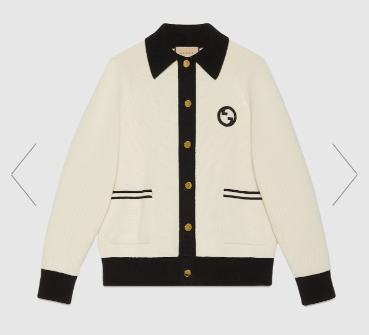 GUCCI パッチ付き コットンウール ニット カーディガン