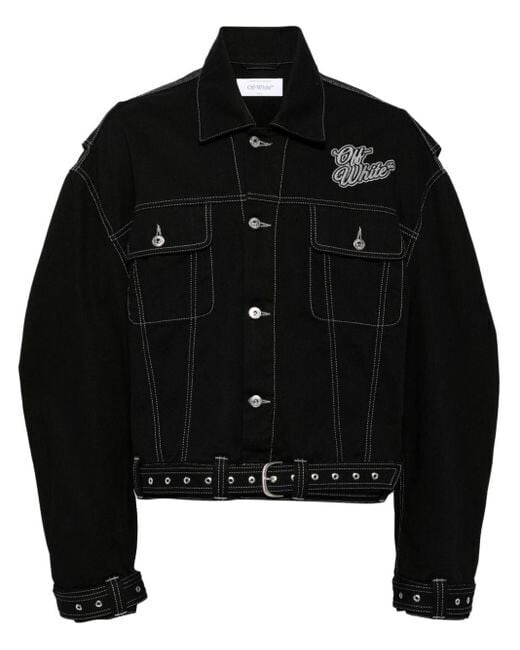Off-White c/o Virgil Abloh メンズ ブラック ロゴ デニムジャケット