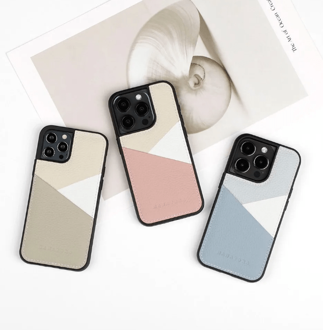 HANATORA パステルカラー iPhoneケース スラッシュポケット シュリンクレザー