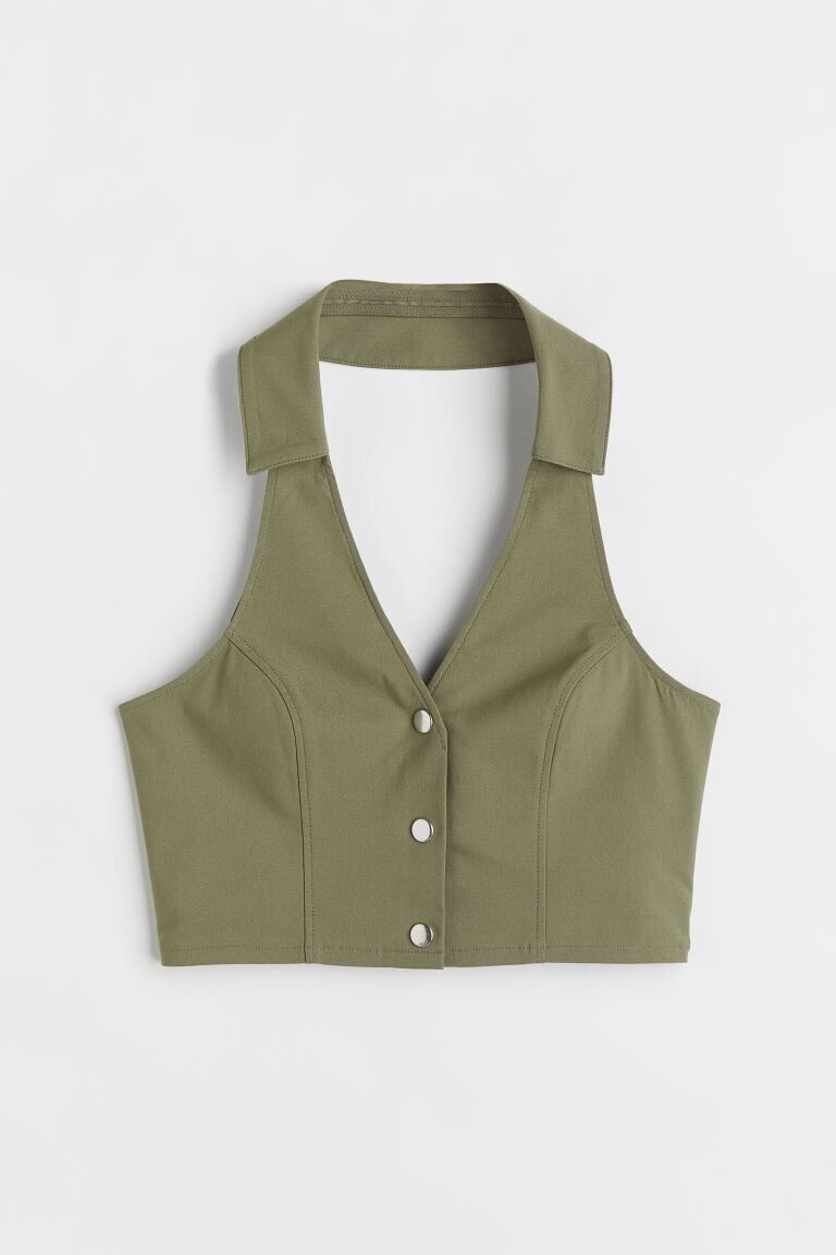 H&M 襟付きホルターネックトップス