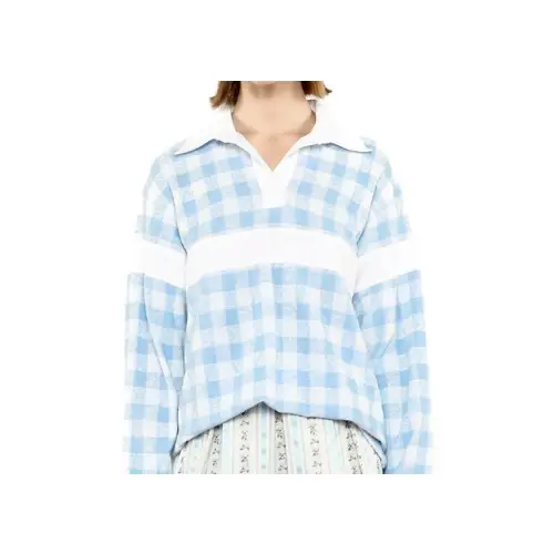ANNA SUI Gingham Terry Long Sleeve Top