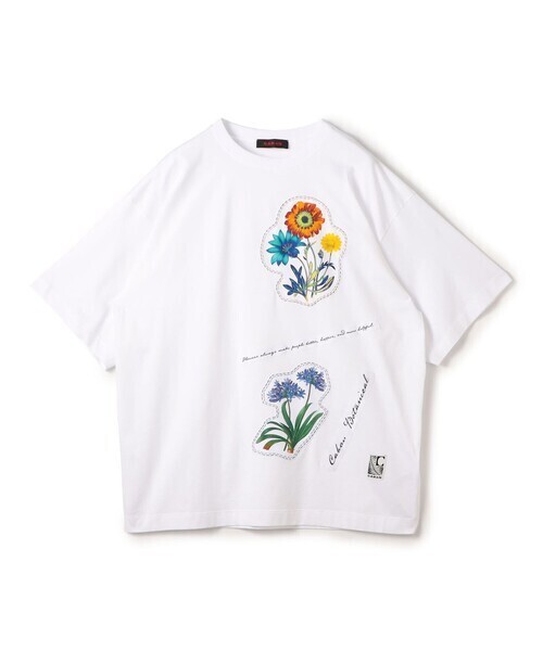 CABaN スビンコットン FLOWERSモチーフTシャツ
