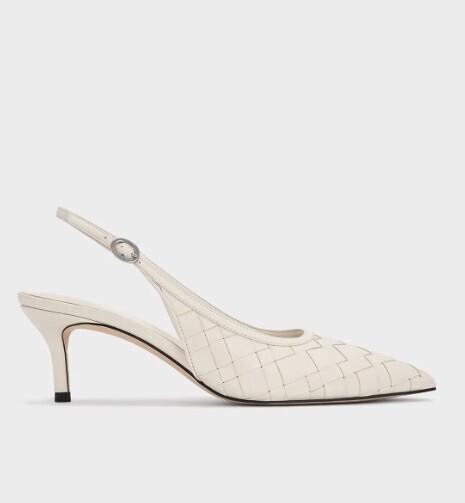CHARLES & KEITH ウーブン ポインテッドトゥスリングバックパンプス - チョーク