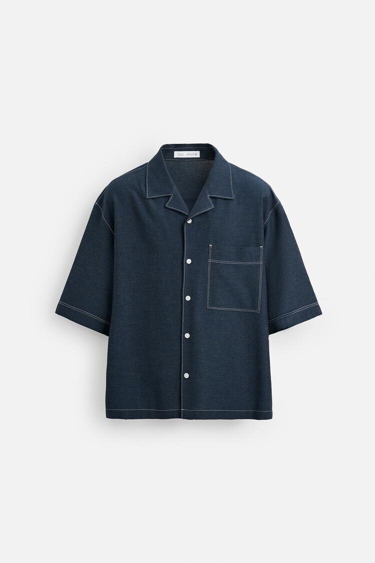 ZARA コントラストステッチ入りシャツ