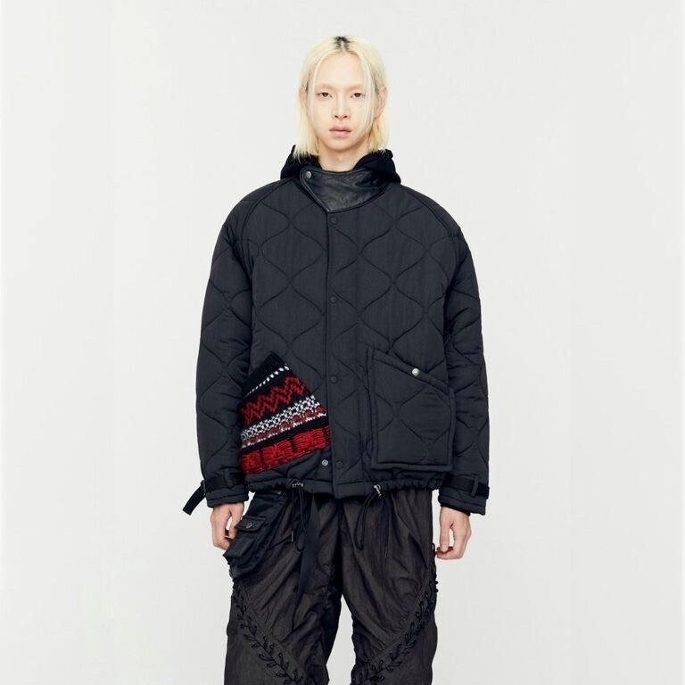 ANDERSSON BELL Nordic Knit Patch Quilted Short Parka
