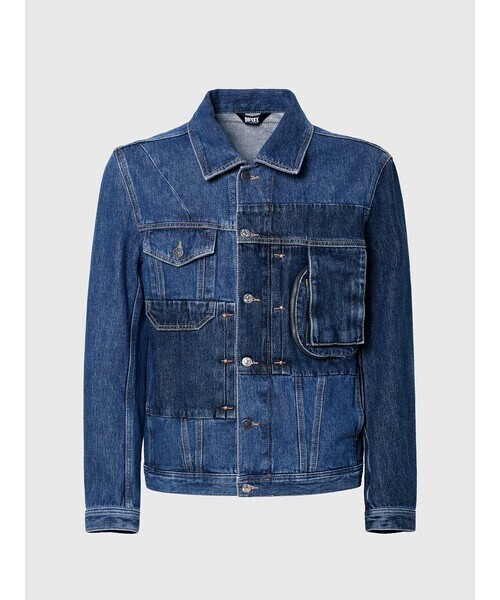 DIESEL メンズ ジャケット デニムジャケット 再構築 ポケットデザイン ロゴパッチ パッチワーク