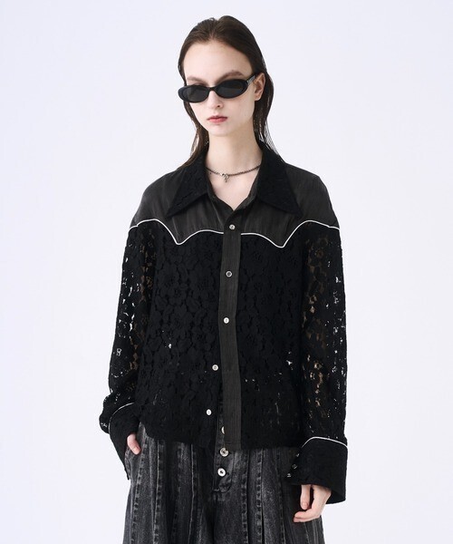 seyto Western lace short shirt